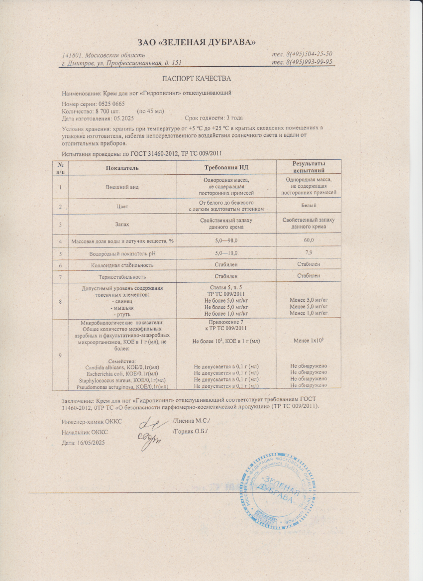 Паспорт №052025